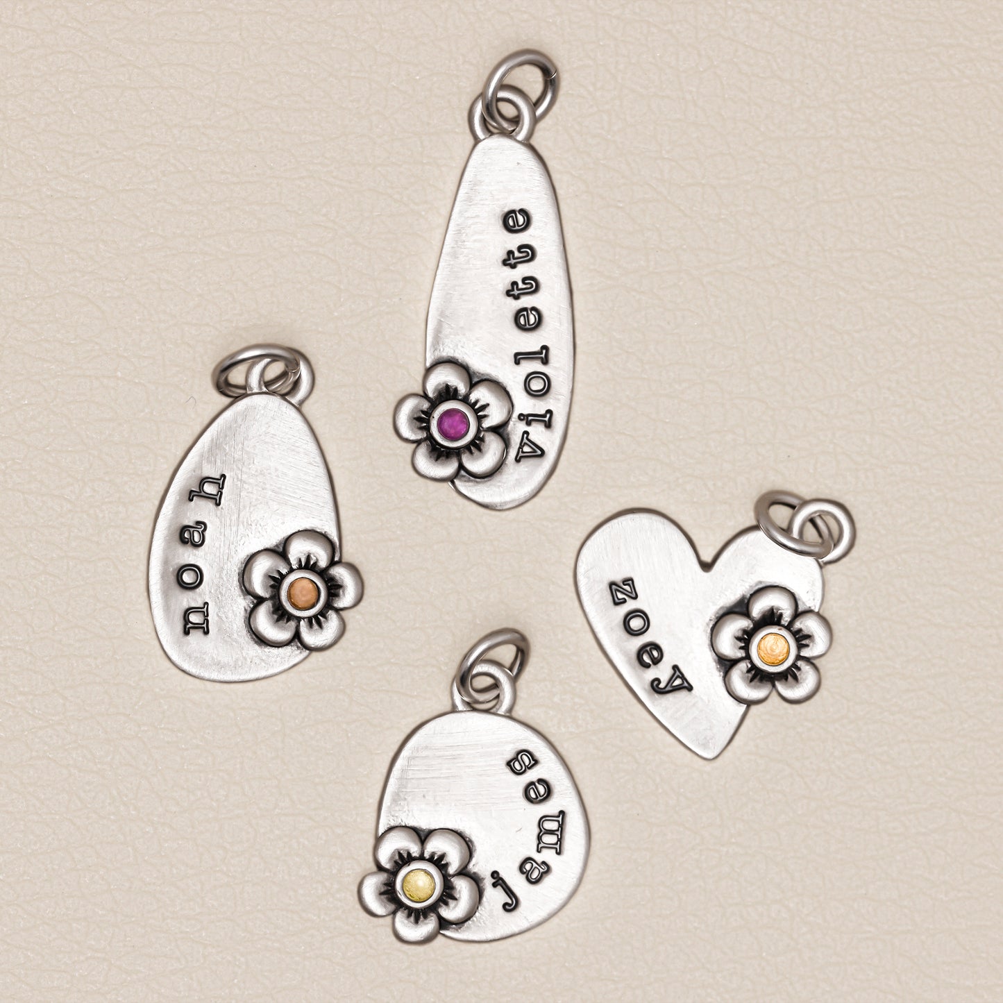 Personalized Birthstone Bloom Jumble Necklace (Sterling Silver)