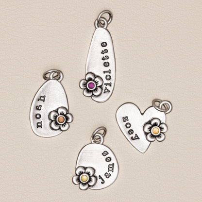 Personalized Birthstone Bloom Jumble Necklace (Sterling Silver)