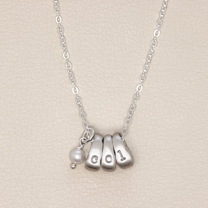 Itty Bitty Initial Ring Charms Necklace  (Sterling Silver)