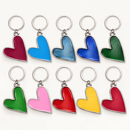 Brave Love® Colorful Heart Keychain (Pewter)