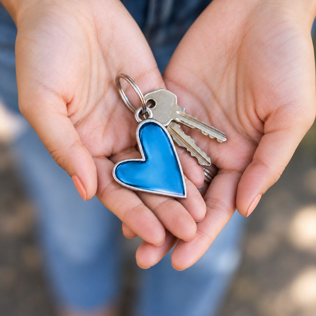 Brave Love® Colorful Heart Keychain (Pewter) - Lisa Leonard Designs