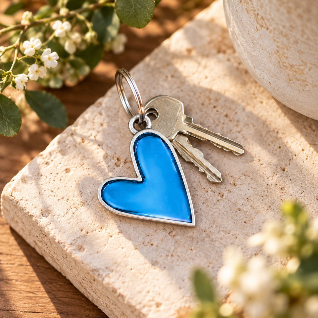 Brave Love® Colorful Heart Keychain (Pewter)