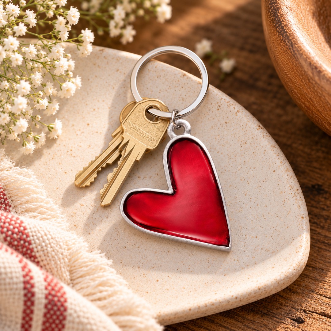 Brave Love® Colorful Heart Keychain (Pewter)
