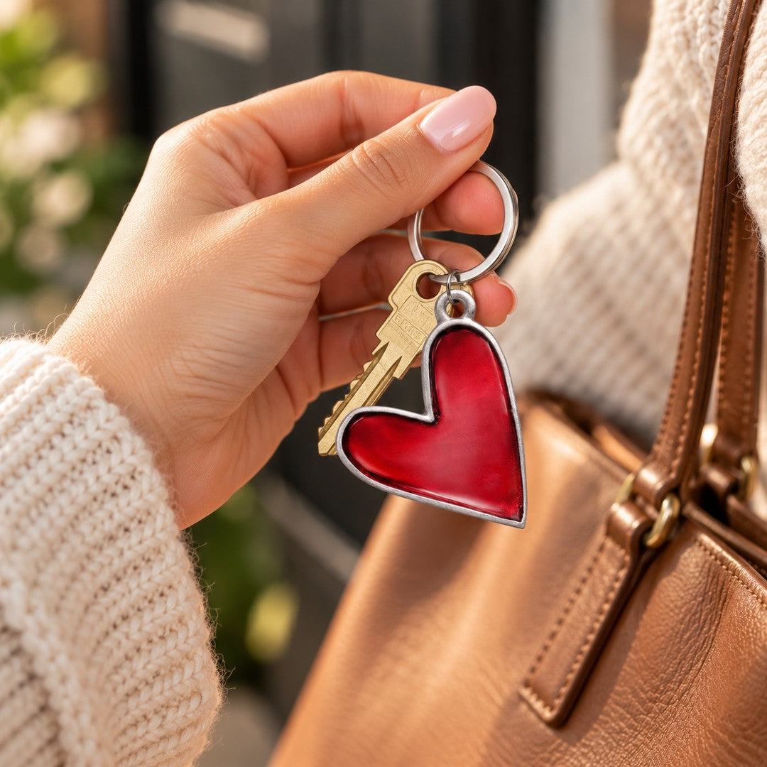 Brave Love® Colorful Heart Keychain (Pewter) - Lisa Leonard Designs