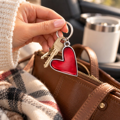 Brave Love® Colorful Heart Keychain (Pewter)