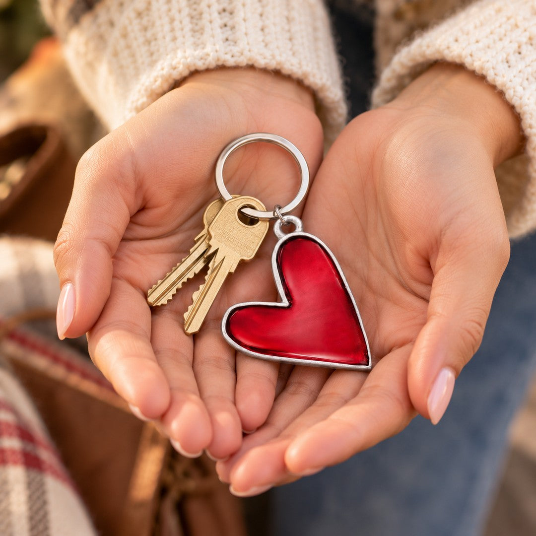 Brave Love® Colorful Heart Keychain (Pewter) - Lisa Leonard Designs