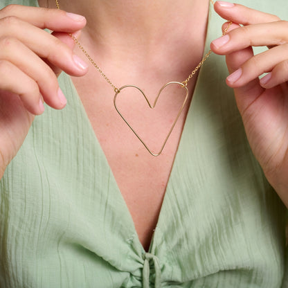 Large Peaceful Heart Necklace (Gold Filled)