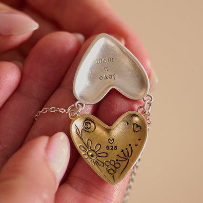 Inside My Heart Hidden Message Necklace-floral (Sterling Silver & Gold Plated)