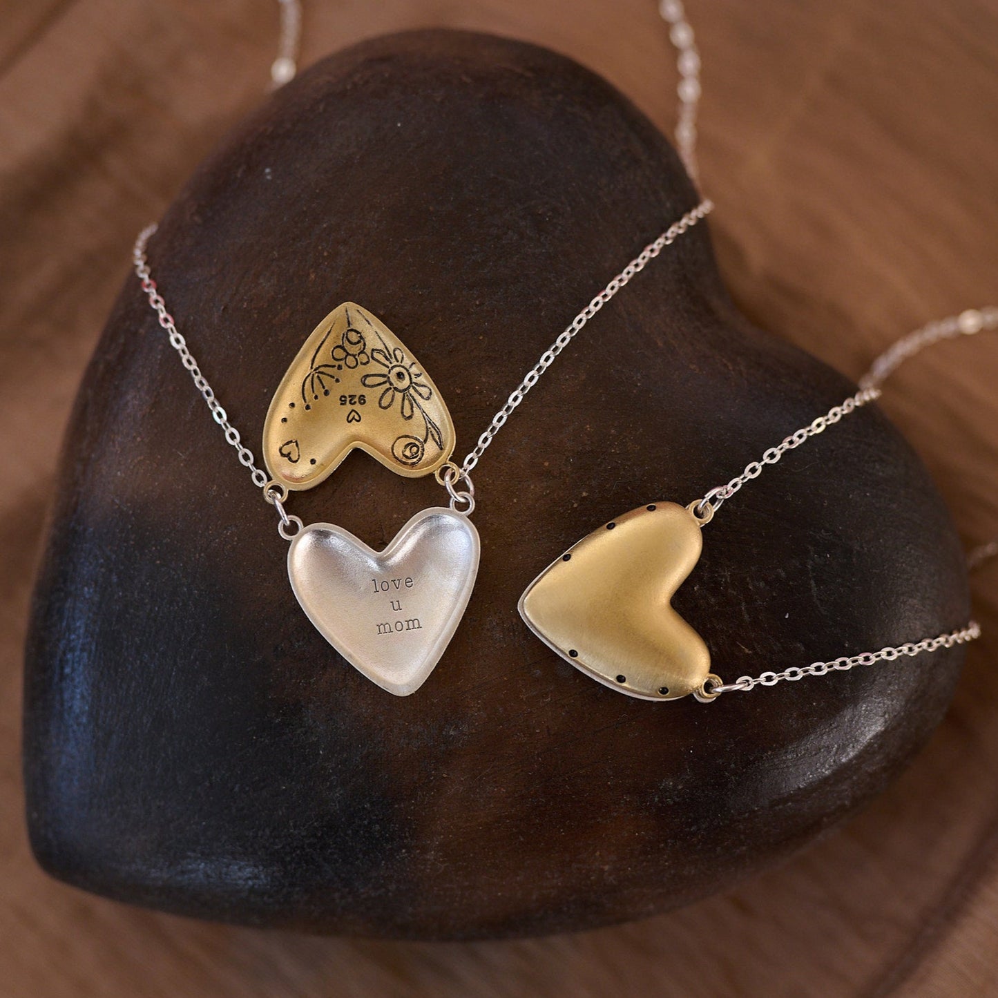 Inside My Heart Hidden Message Necklace-floral (Sterling Silver & Gold Plated)