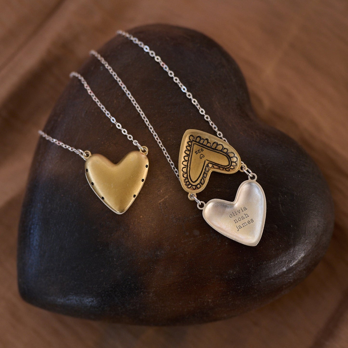 Inside My Heart Hidden Message Necklace-scalloped (Sterling Silver & Gold Plated)