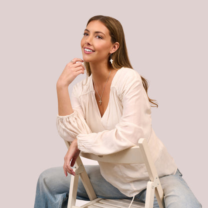 Classic Cross Hoop Earrings (Sterling Silver)