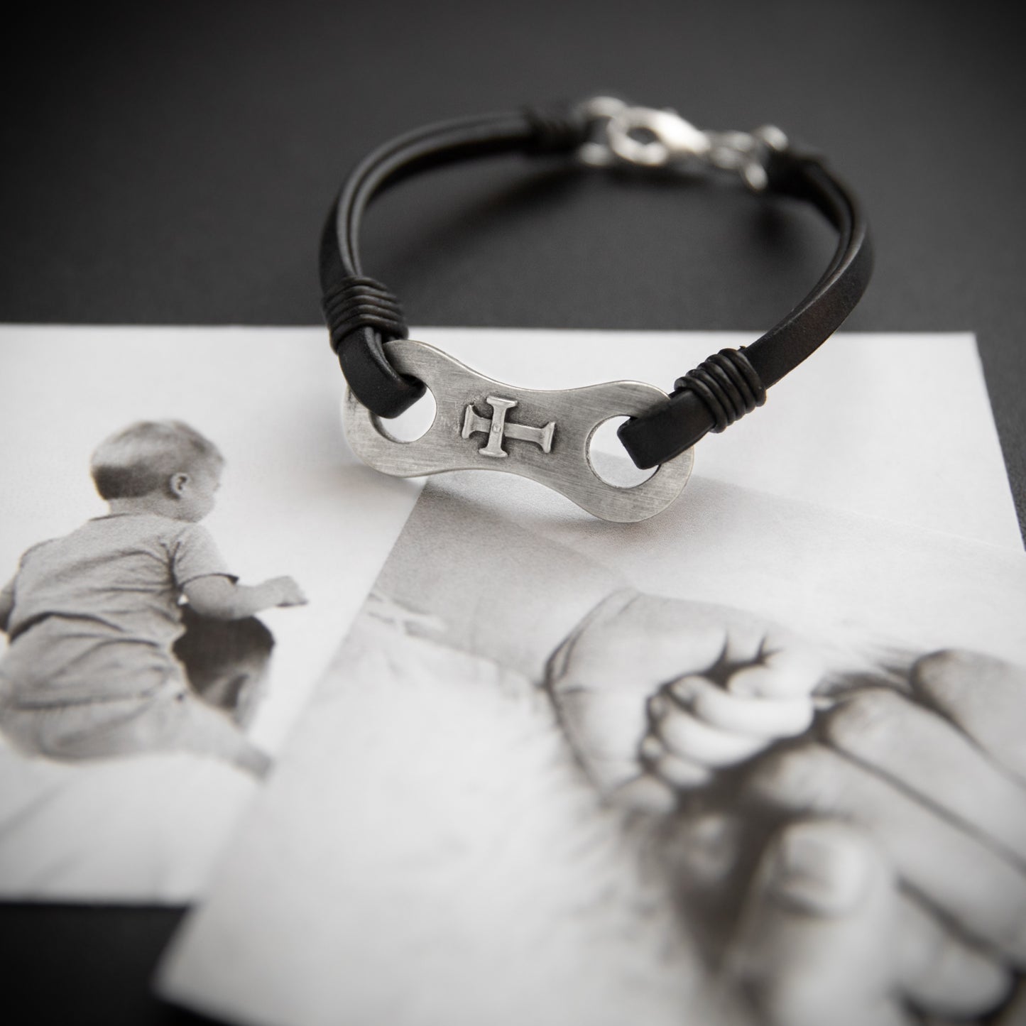 Linked Together Cross Bracelet (Black)
