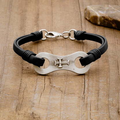 Linked Together Cross Bracelet (Black)