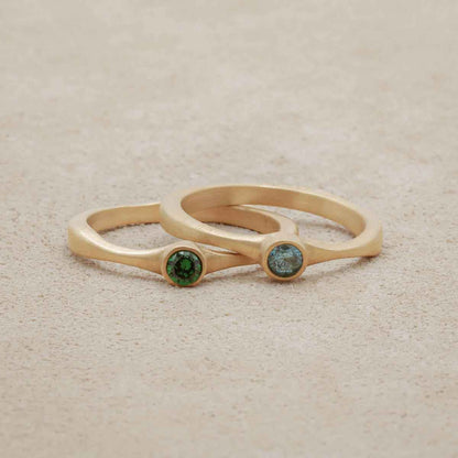 Bezel Birthstone Ring (14K Solid Gold)