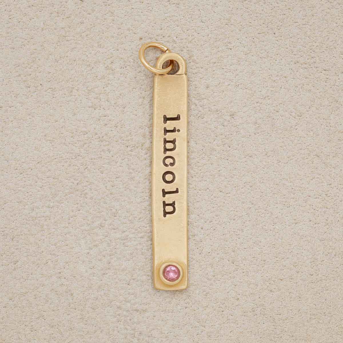 Bezel Birthstone Tag (14K Solid Gold)