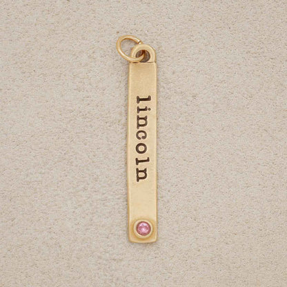 Bezel Birthstone Tag (14K Solid Gold)