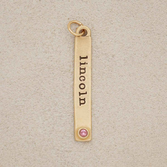 Bezel Birthstone Tag (14K Solid Gold)
