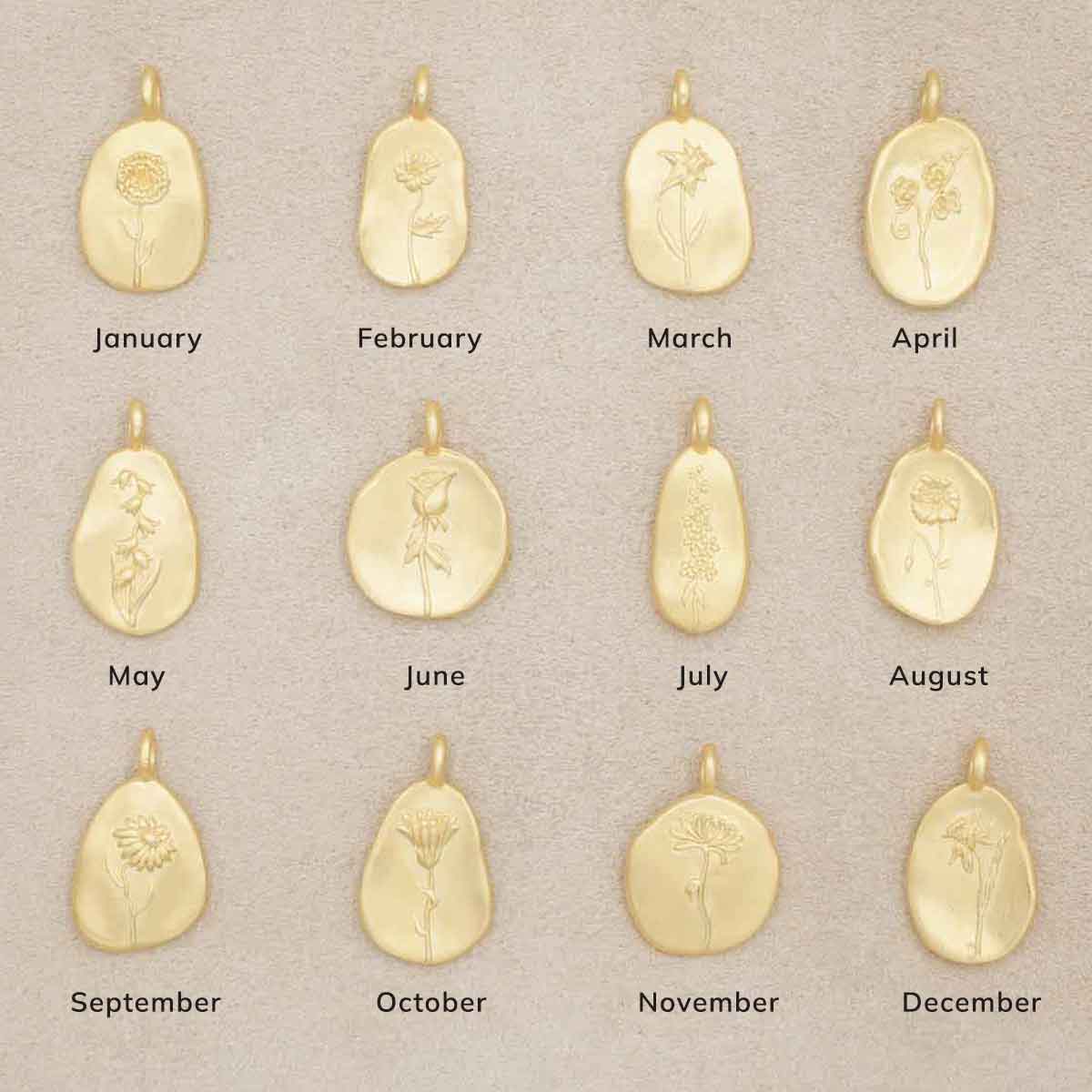 girl wearing a gold plated September birth flower necklace with an 18" gold filled link chain