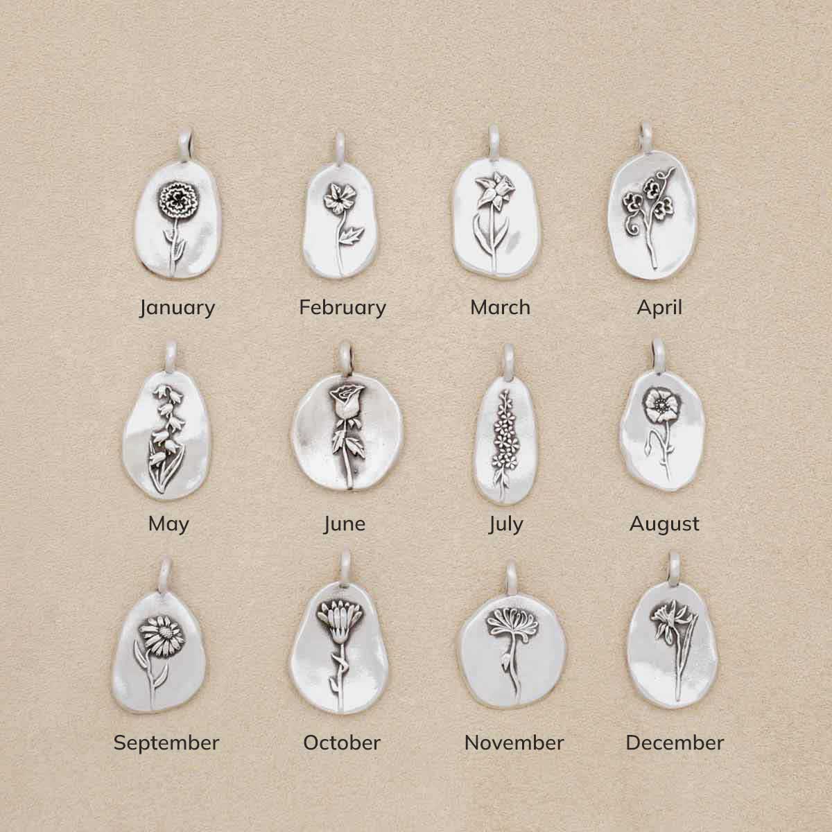 February Birth Flower Charm (Sterling Silver)