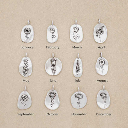 July Birth Flower Charm (Sterling Silver)