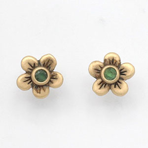 Birthstone Bloom Stud Earrings (14K Solid Gold)