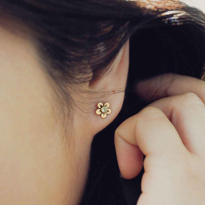 Birthstone Bloom Stud Earrings (14K Solid Gold)