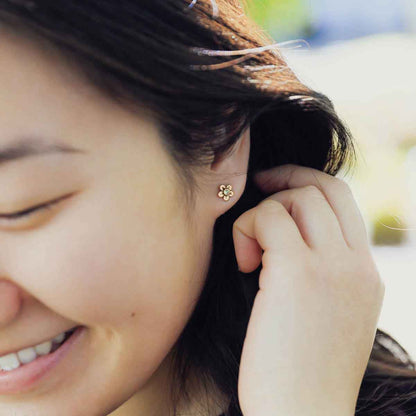 Birthstone Bloom Stud Earrings (14K Solid Gold)