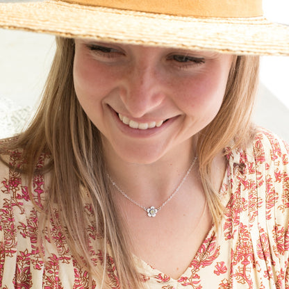 Birthstone Bloom Necklace Medium (Sterling Silver)