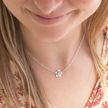 Birthstone Bloom Necklace Medium (Sterling Silver)