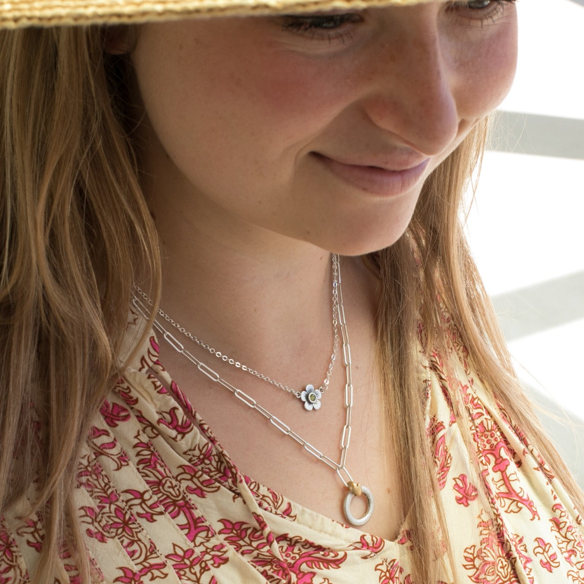 Birthstone Bloom Necklace Medium (Sterling Silver)