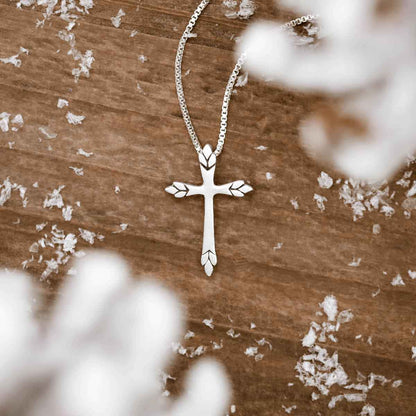 sterling silver Blooming Love Cross necklace