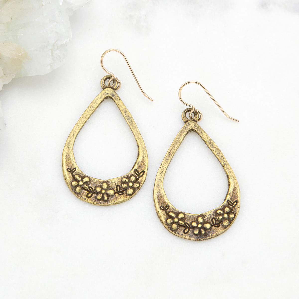 Bud and Blossom Drop Earrings (Gold Plated)