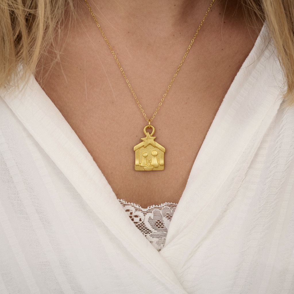A Savior is Born Nativity Necklace (Gold Plated)