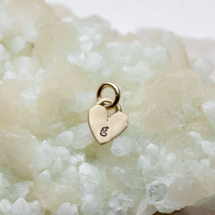 Cherished Heart Initial Charm (10K Solid Gold)