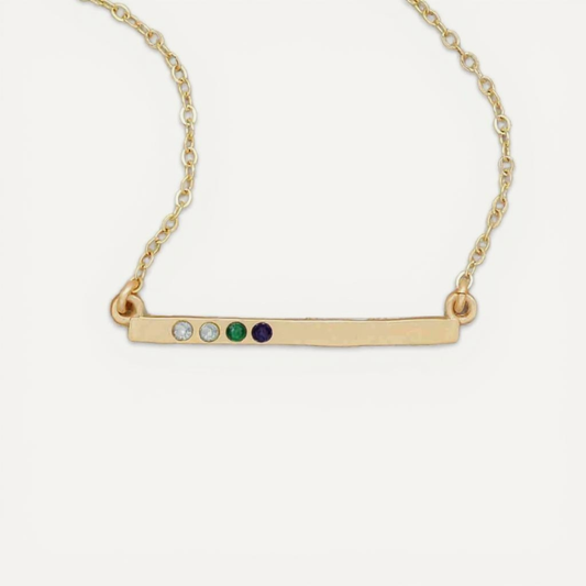 Cross Bar Birthstone Necklace (Gold Vermeil)
