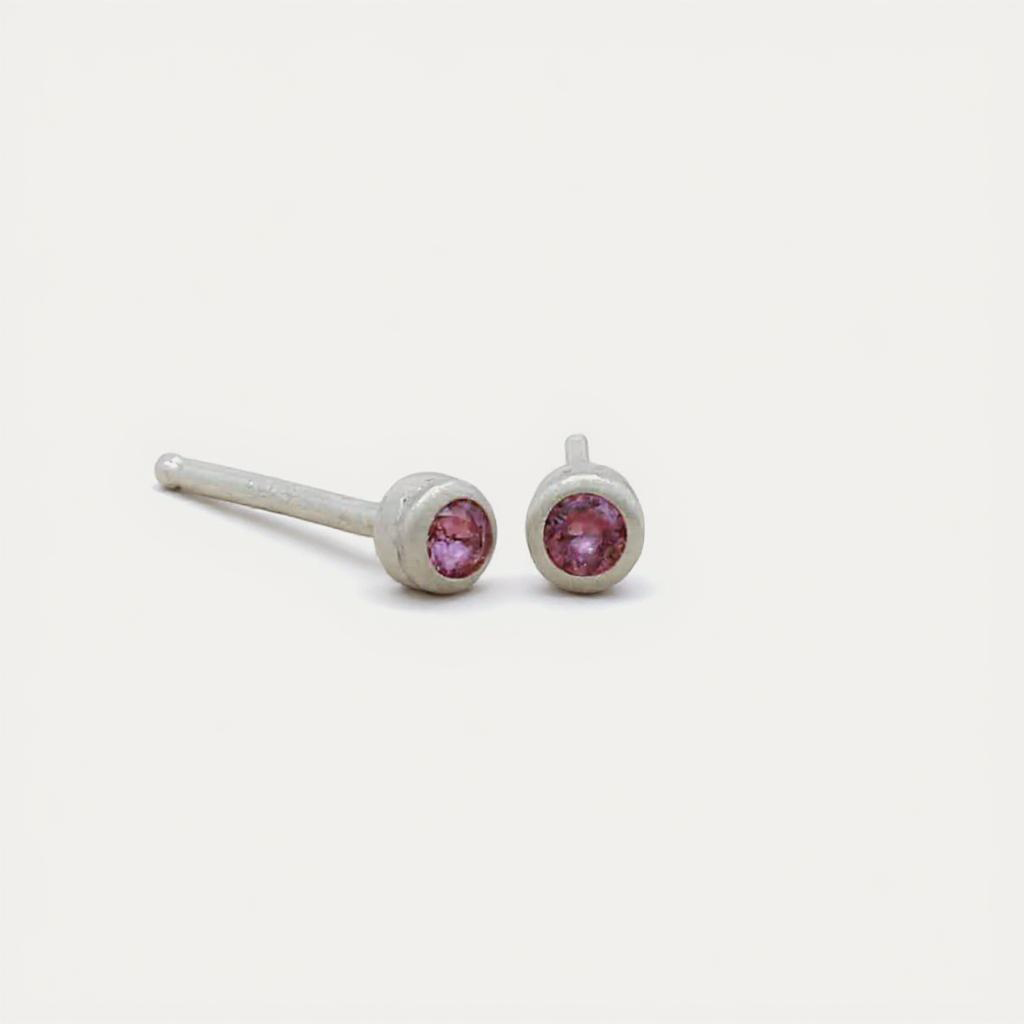 Dainty Finespun Birthstone Stud Earrings - Small (Sterling Silver)