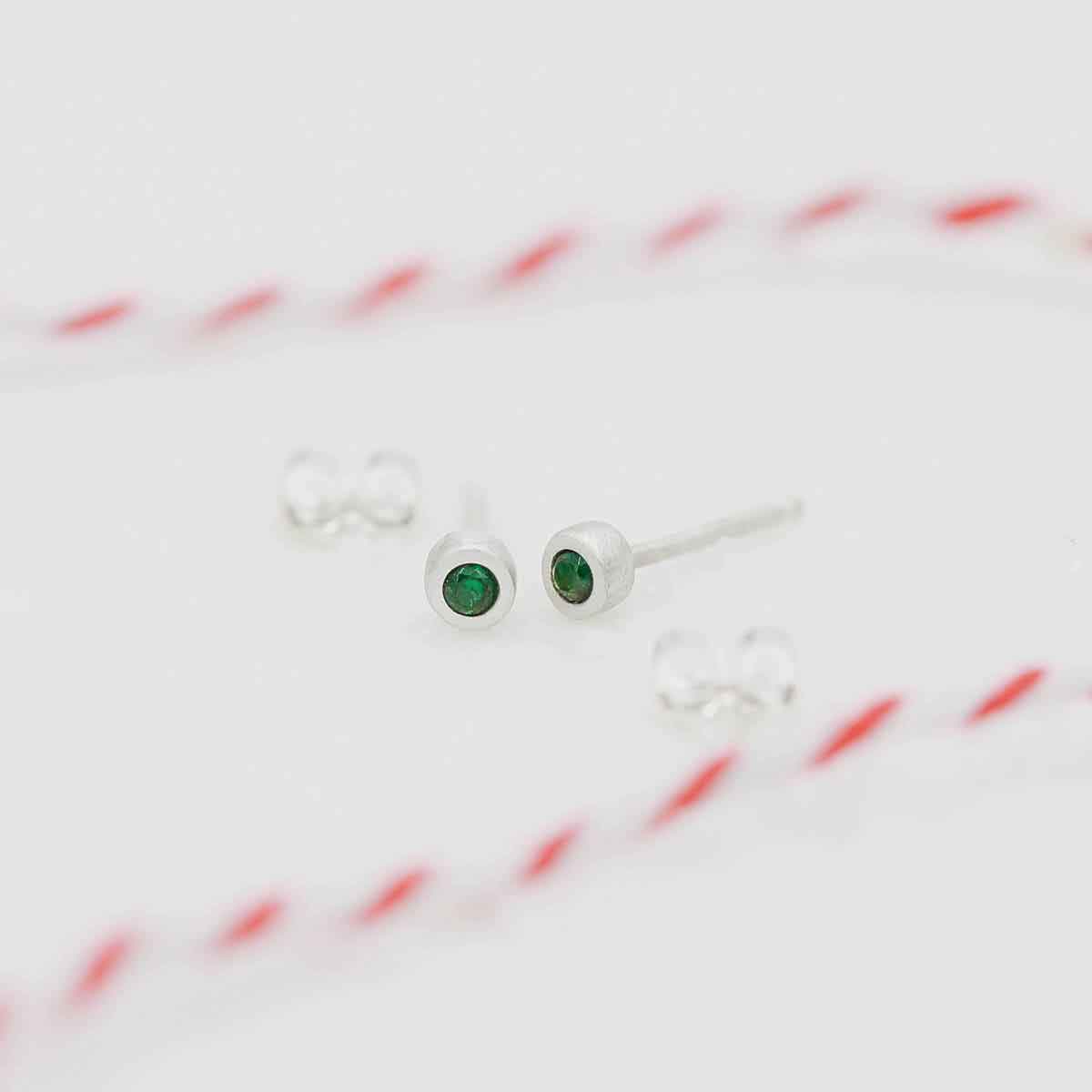 Dainty Finespun Birthstone Stud Earrings - Small (Sterling Silver)
