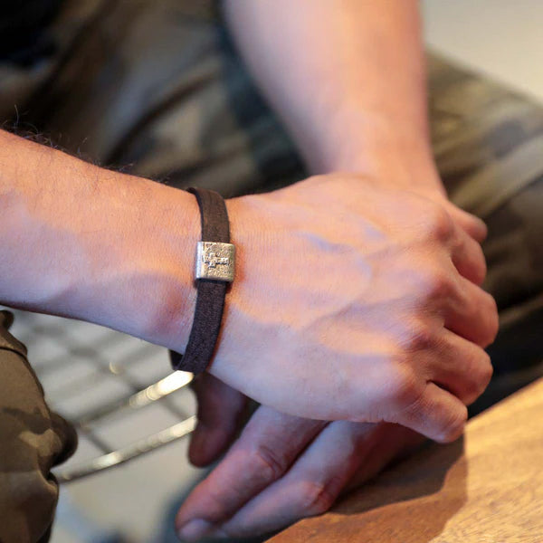 Equitable Leather Cross Bracelet (Dark Brown)