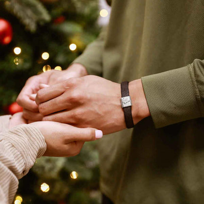 Equitable Leather Cross Bracelet (Dark Brown)