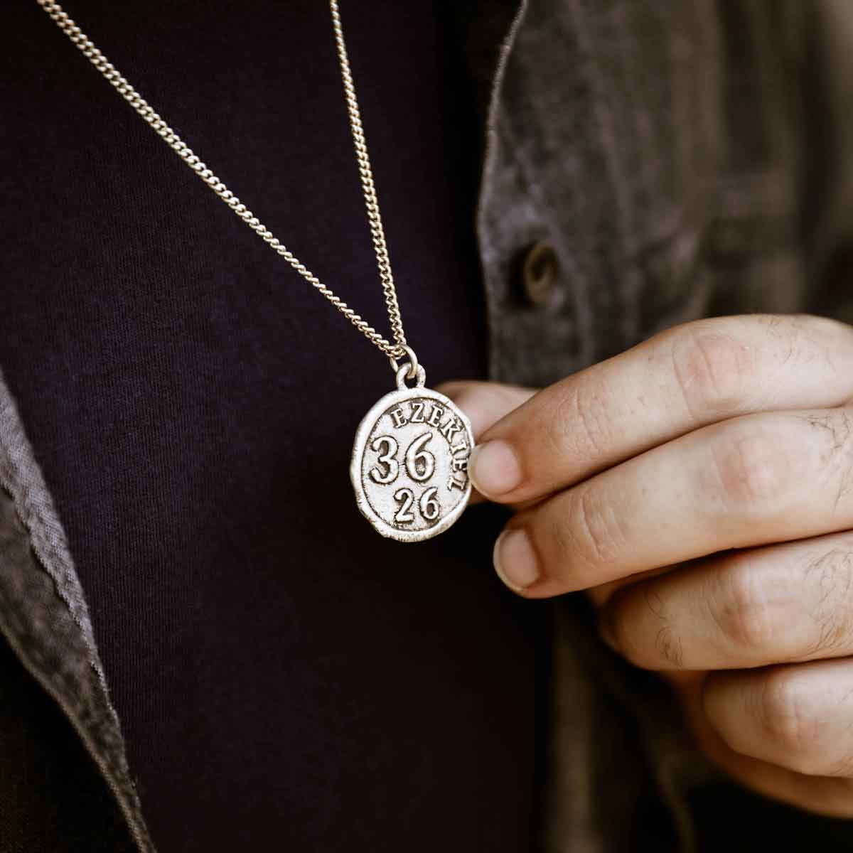 Ezekiel 36:26 Coin Necklace (Sterling Silver)