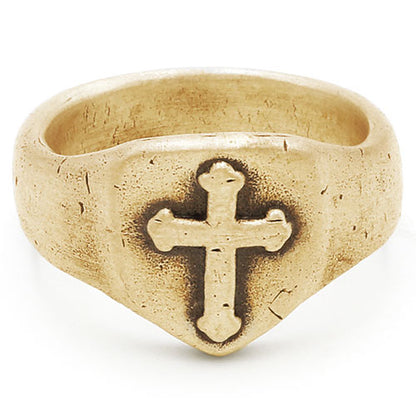 Faith Hope & Love Cross Signet Ring (14K Solid Gold)