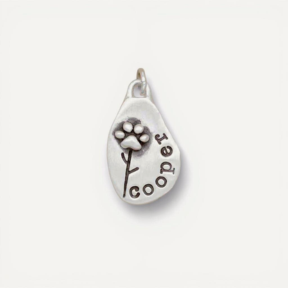 Furry Footprint Flower Charm (Sterling Silver)