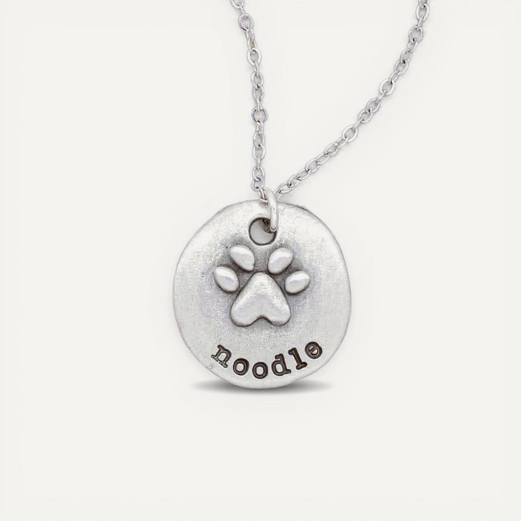Furry Footprint Necklace (Pewter)