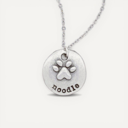 Furry Footprint Necklace (Pewter)