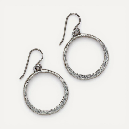 Hammered Hoop Earrings (Pewter)
