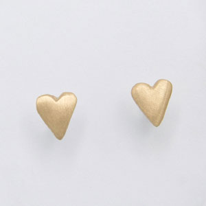 Tiny Heart Stud Earrings (14K Solid Gold)