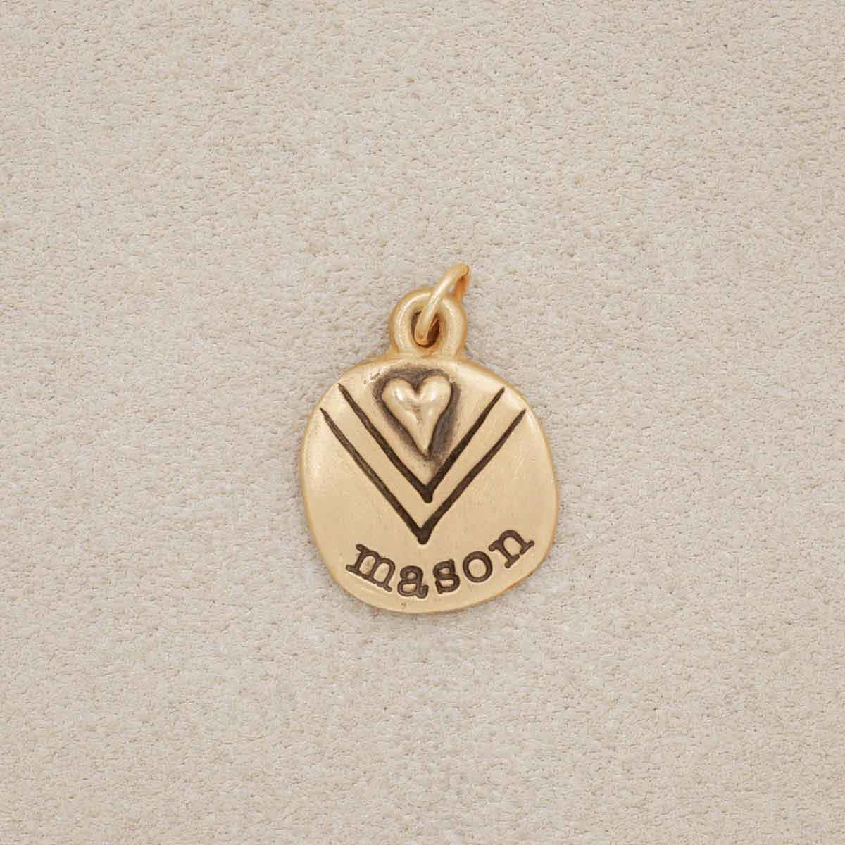 Heart with Chevron Charm (14K Solid Gold)