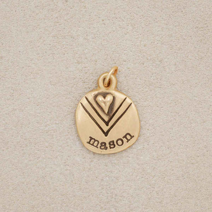 Heart with Chevron Charm (14K Solid Gold)