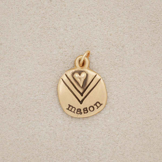Heart with Chevron Charm (Gold Vermeil)