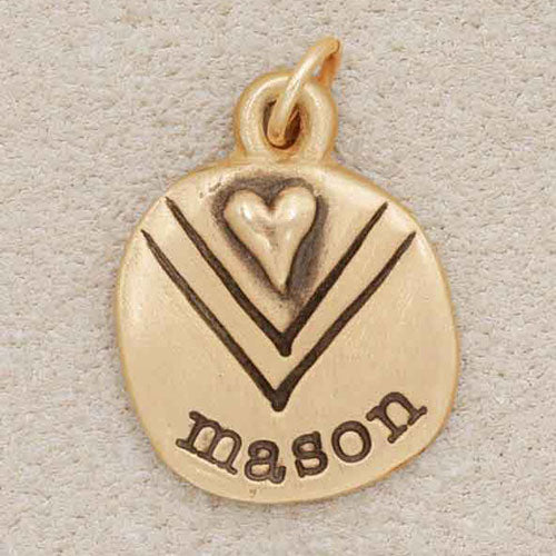 Heart with Chevron Charm (14K Solid Gold)